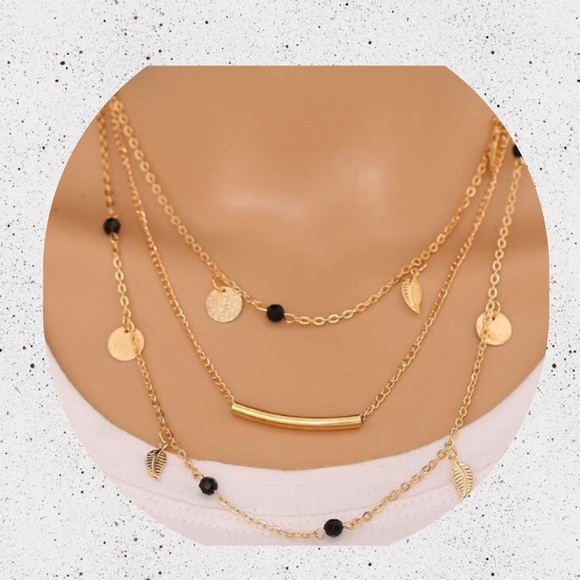 NWOT Rose🌹Gold tone, 3 layered Fashion Necklace - Picture 2 of 3